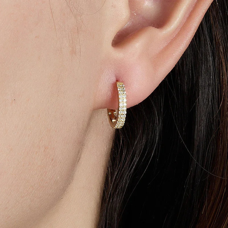 [ElanLuxe]Cathy Paved Hoop Earrings