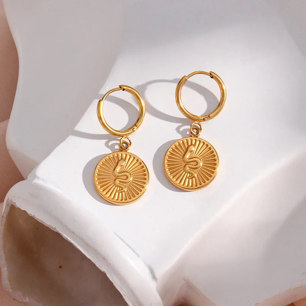 [ElanLuxe]Eliana Serpent Coin Earrings