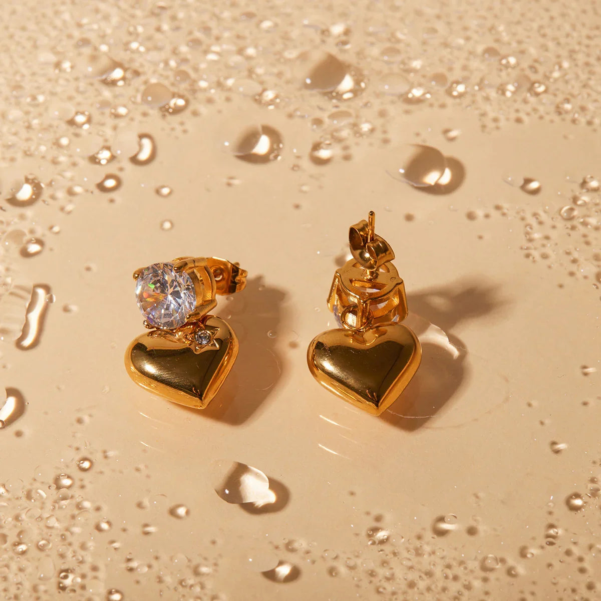 [ElanLuxe]Emmeline Heart Gold Earrings