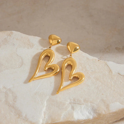[ElanLuxe]Venus Gold Heart Earrings