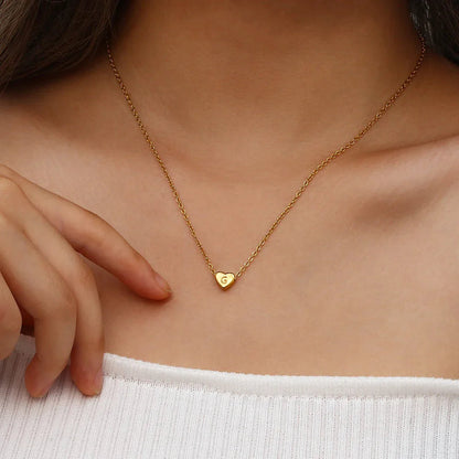 [ElanLuxe]Heart Initial Gold Necklace