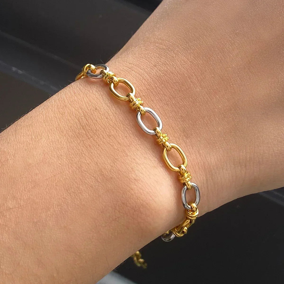 [ElanLuxe]Addison Two Tone Gold Bracelet