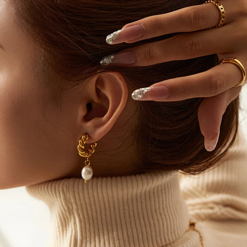 [ElanLuxe]Emma Pearl Earrings