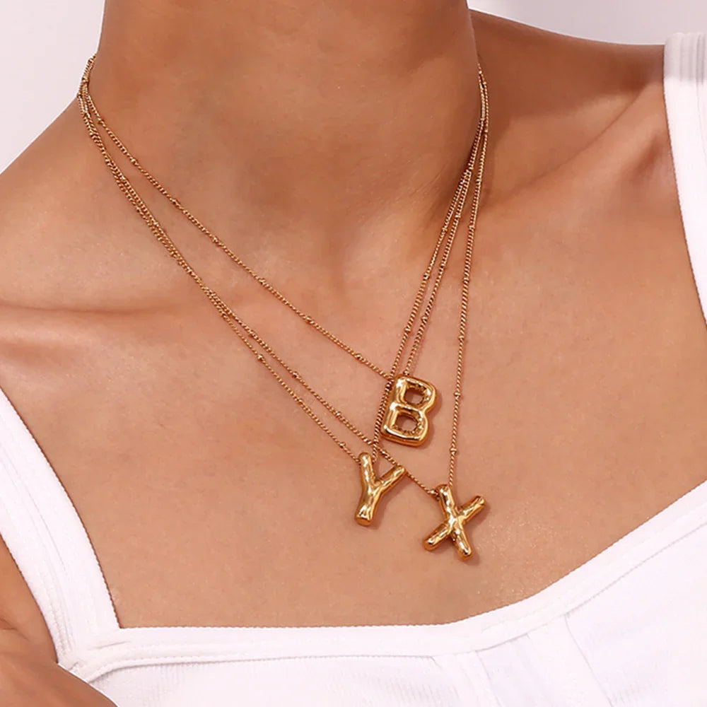 [ElanLuxe]Balloon Gold Initial Necklace