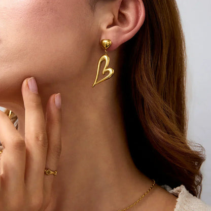 [ElanLuxe]Venus Gold Heart Earrings