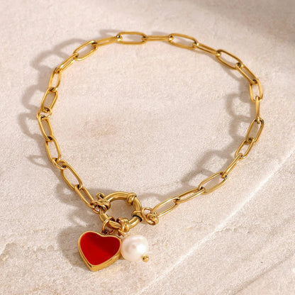 [ElanLuxe]Tanya Heart Pearl Bracelet