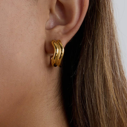 [ElanLuxe]Double Curve Hoops