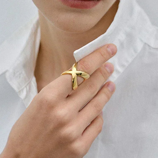 [ElanLuxe]Carolyn Gold Cross Ring