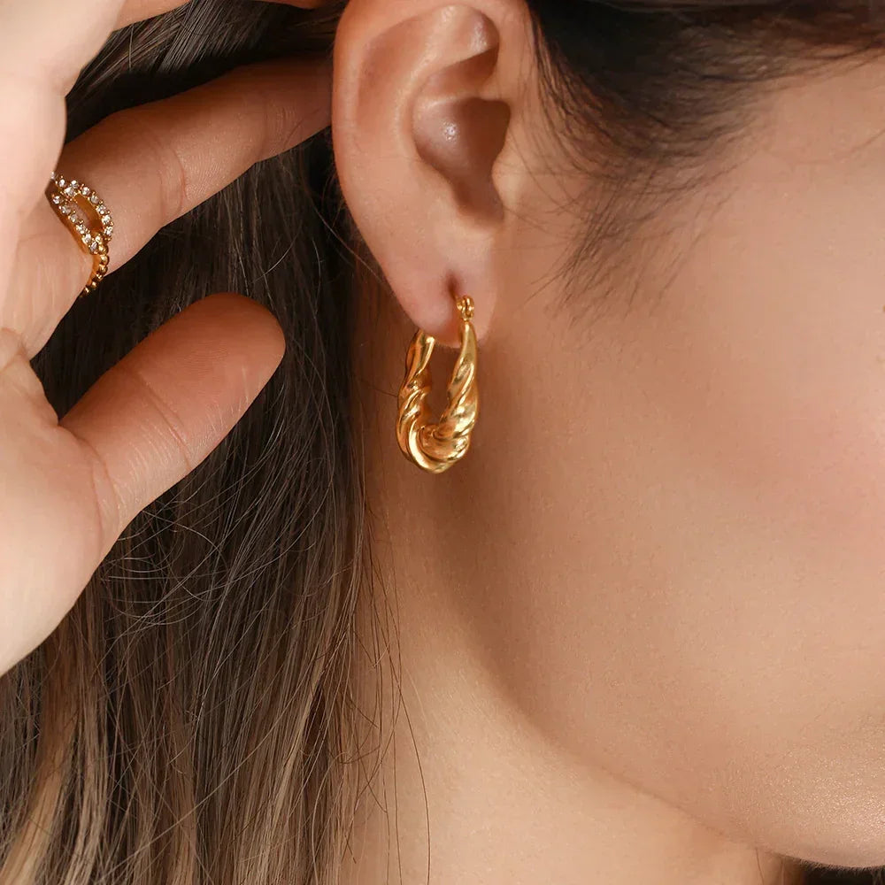 [ElanLuxe]Adaline Twist Hoop Earrings