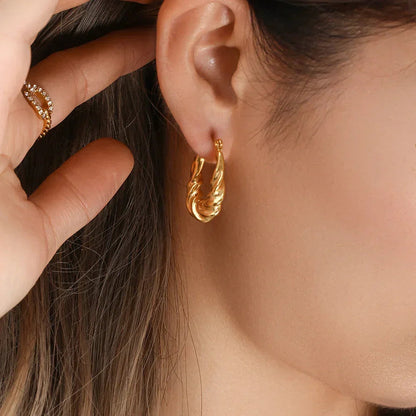 [ElanLuxe]Adaline Twist Hoop Earrings