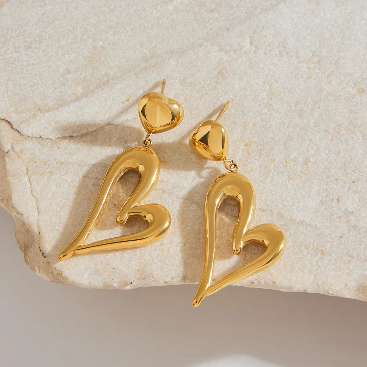 [ElanLuxe]Venus Gold Heart Earrings