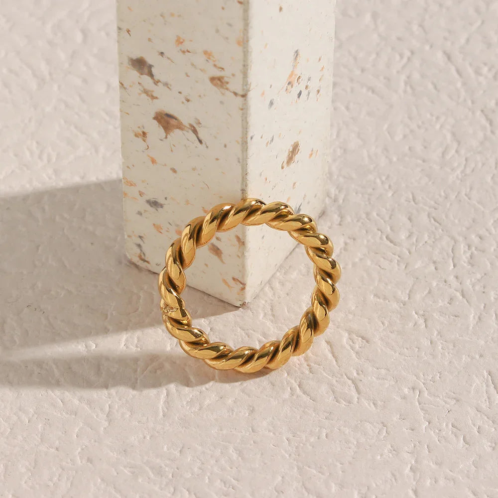 [ElanLuxe]Melody Gold Twist Ring