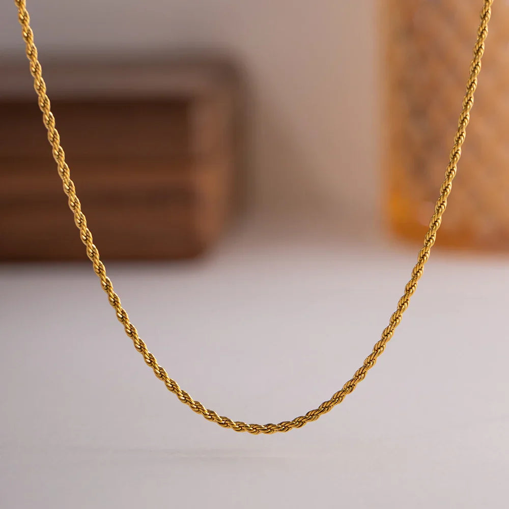 [ElanLuxe]Calle Rope Chain Gold Necklace