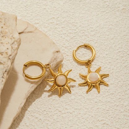 [ElanLuxe]Helia Sun-shaped Moonstone Earrings