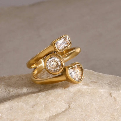 [ElanLuxe]Amelina Layered Diamond Ring