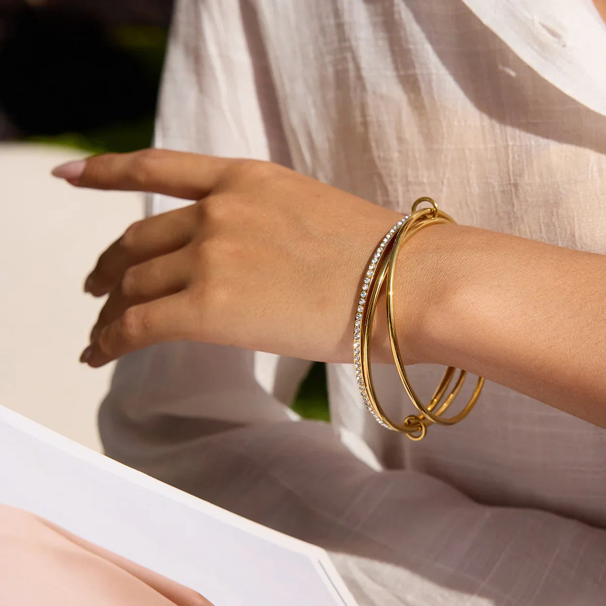 [ElanLuxe]Quinley Stacked Diamond Bracelet