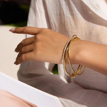 [ElanLuxe]Quinley Stacked Diamond Bracelet