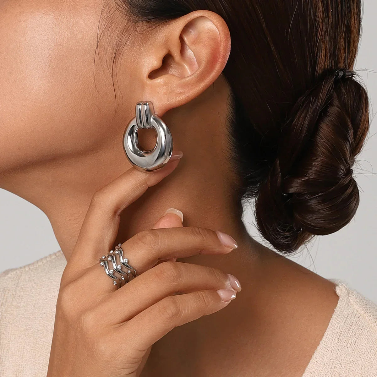 [ElanLuxe]Lillian Silver Earrings