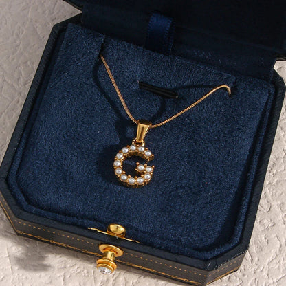 [ElanLuxe]Augustine Initial Letter Pearl Necklace