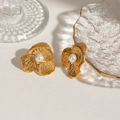 [ElanLuxe]Klara Floral Pearl Earrings