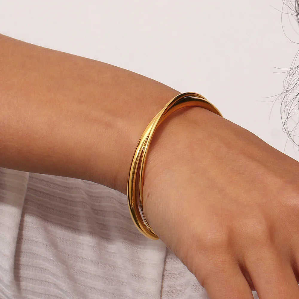 [ElanLuxe]Rianne Layered Gold Bangle