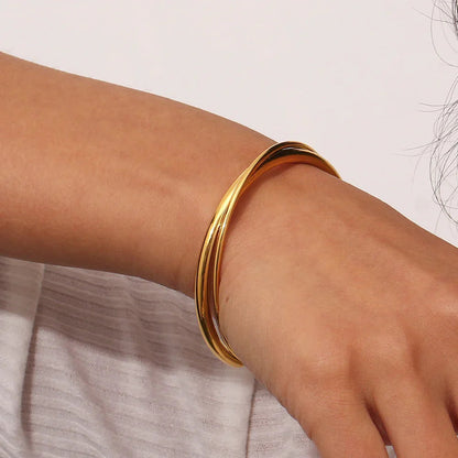[ElanLuxe]Rianne Layered Gold Bangle
