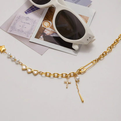 [ElanLuxe]Zeraphine Diamond Pearl Gold Necklace