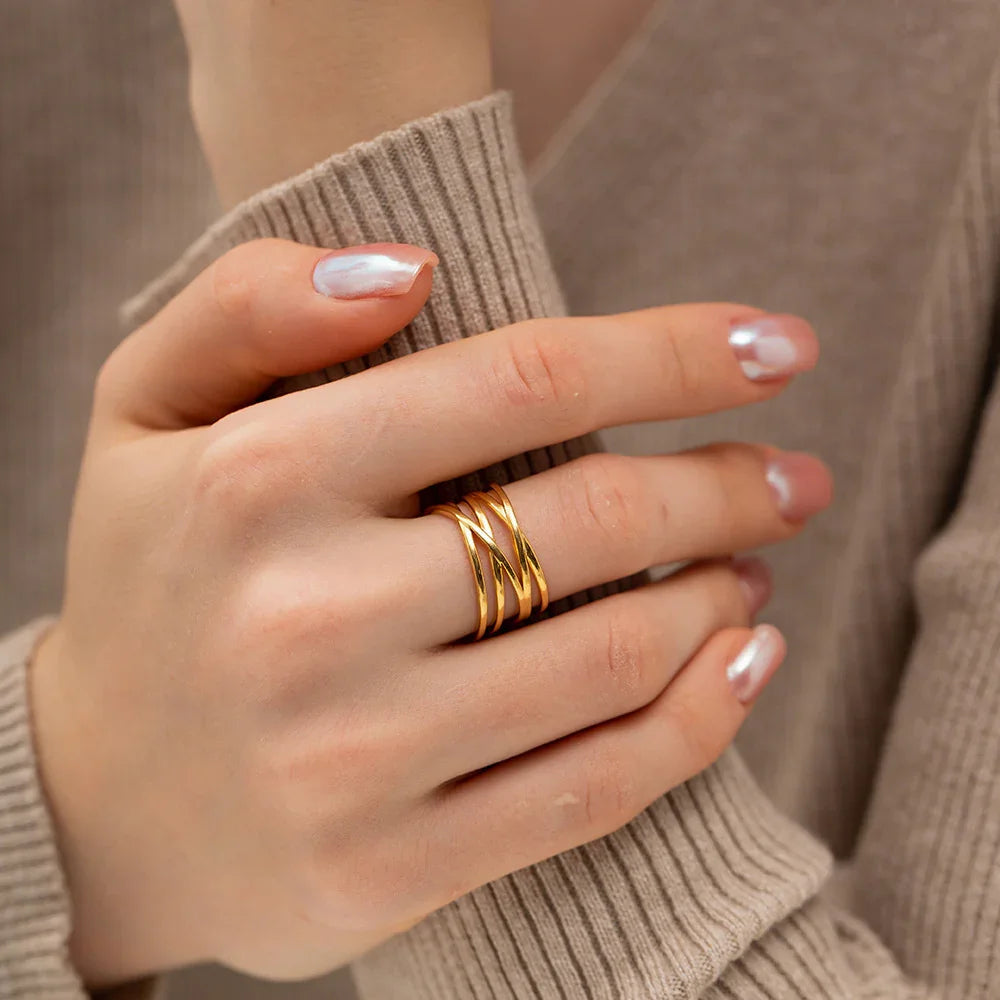 [ElanLuxe]River Gold Ring