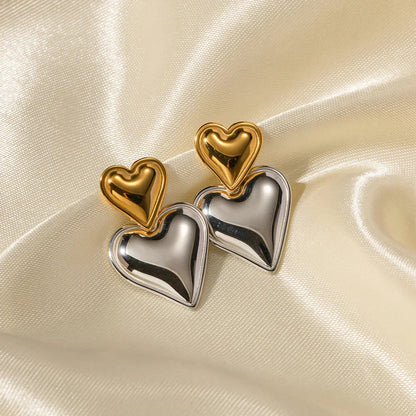 [ElanLuxe]Zofia Two Tone Heart Earrings