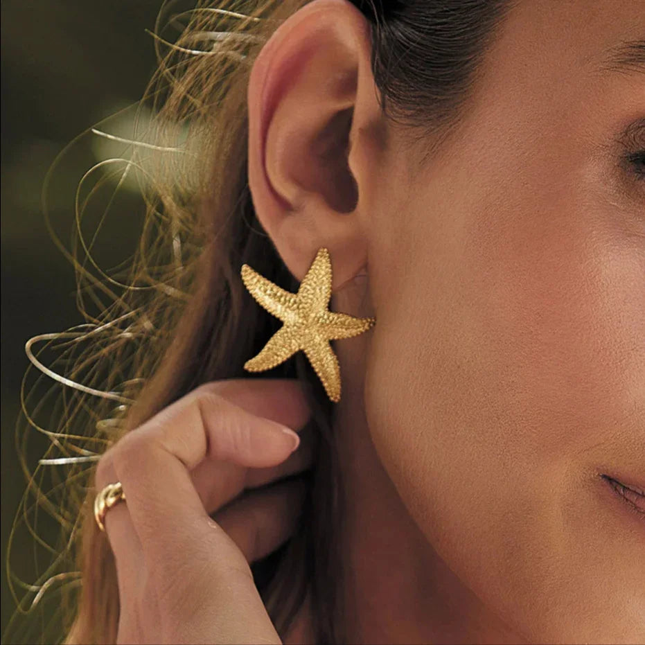 [ElanLuxe]Serene Gold Starfish Earrings