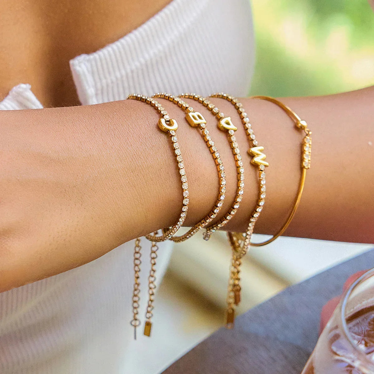 [ElanLuxe]Avaria Bubble Letter Tennis Bracelet