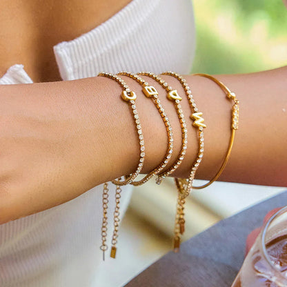 [ElanLuxe]Avaria Bubble Letter Tennis Bracelet