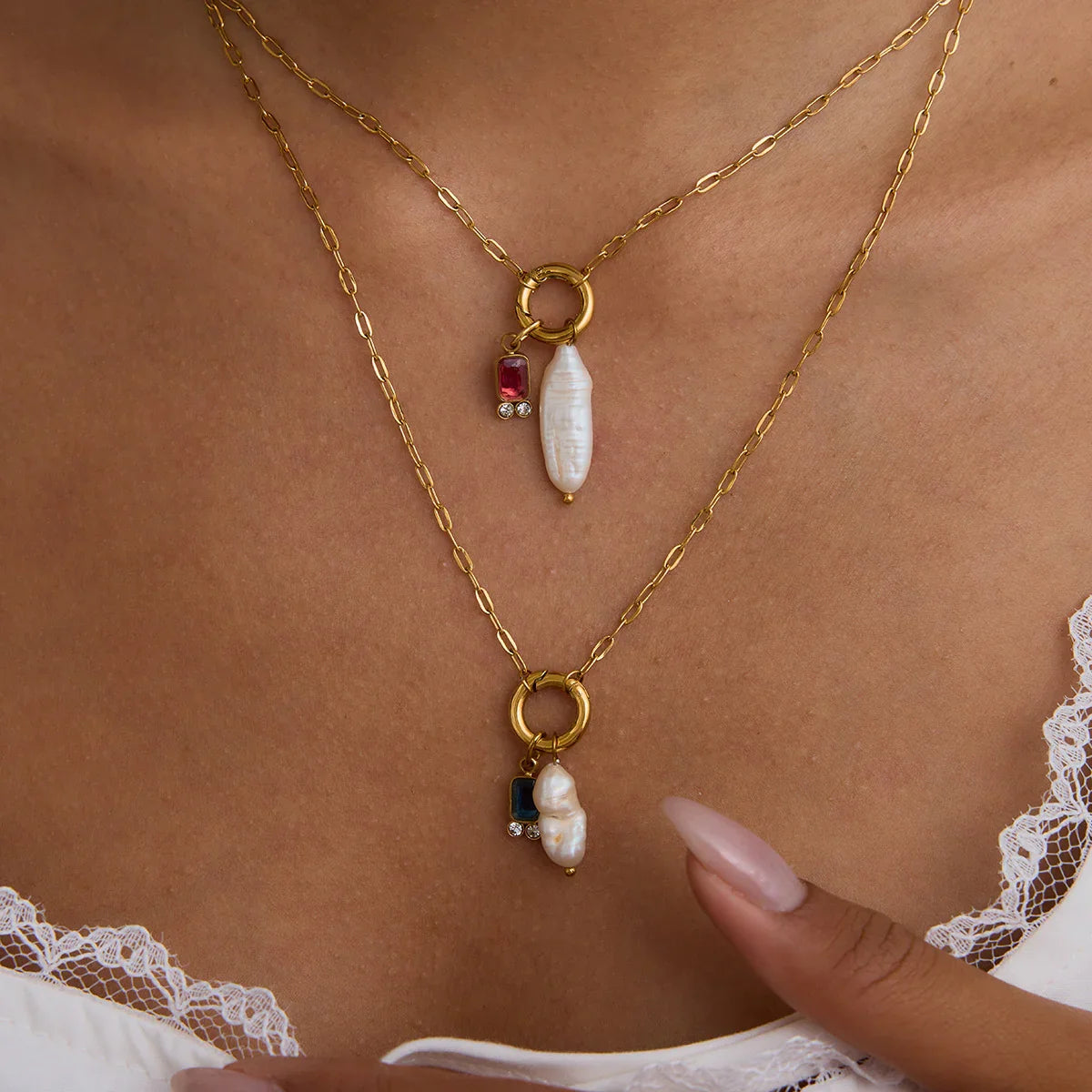 [ElanLuxe]Caitlin Birthstone Pearl Necklace