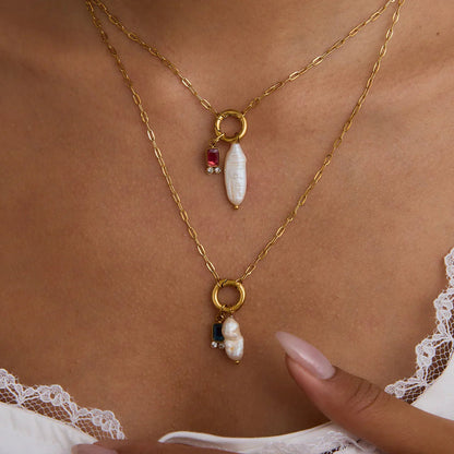 [ElanLuxe]Caitlin Birthstone Pearl Necklace
