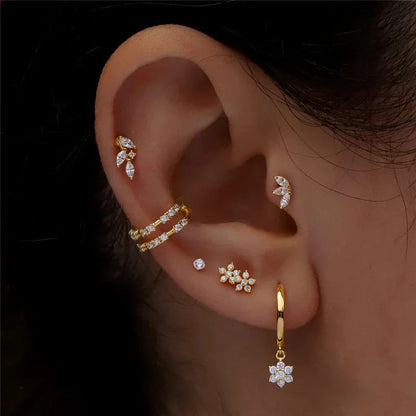 [ElanLuxe]Trio Flat Back Diamond Stud