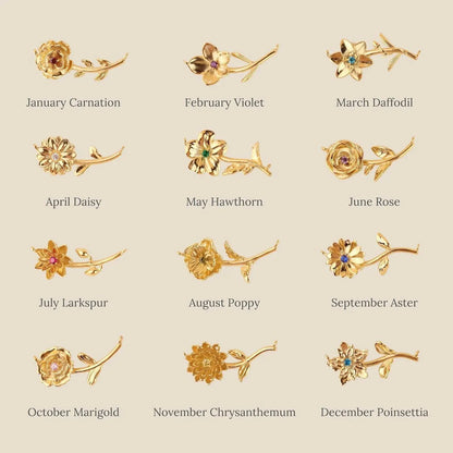 [ElanLuxe]Maribelle Birth Flower Gold Necklace