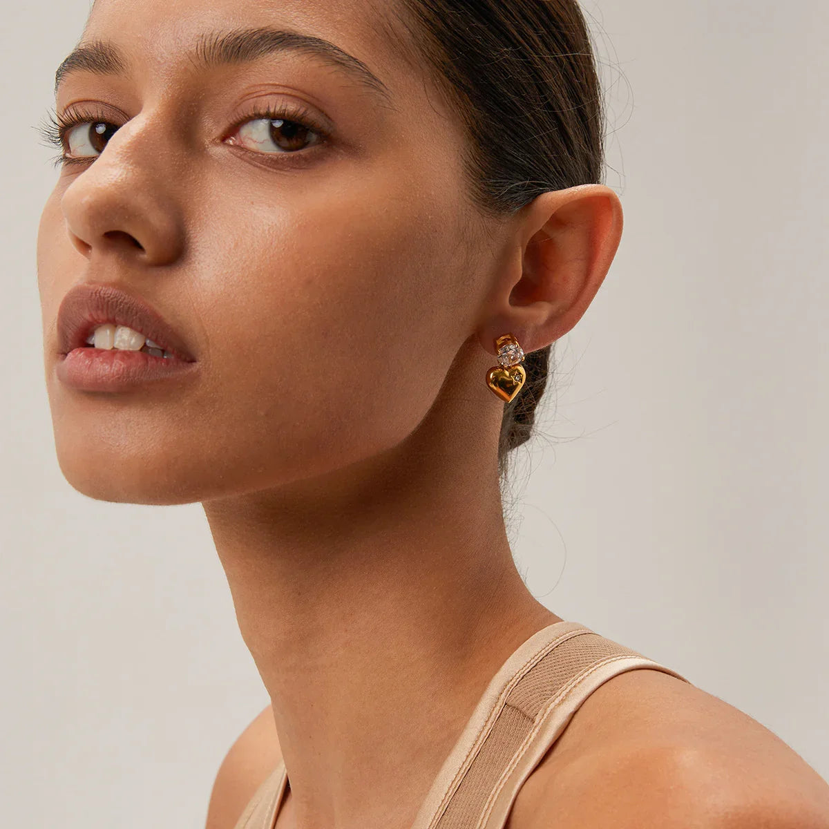 [ElanLuxe]Emmeline Heart Gold Earrings