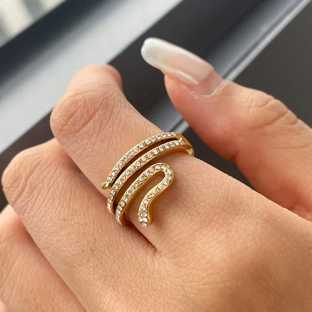 [ElanLuxe]Serpentina Layered Diamond Ring