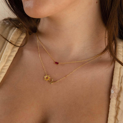 [ElanLuxe]Maribelle Birth Flower Gold Necklace