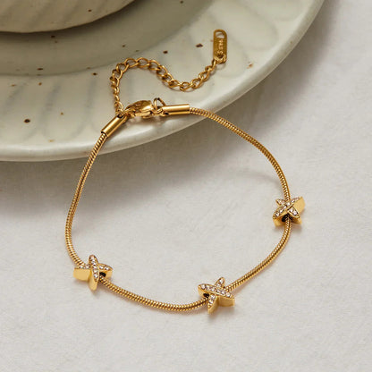[ElanLuxe]Brienne Diamond Cross Herringbone Bracelet