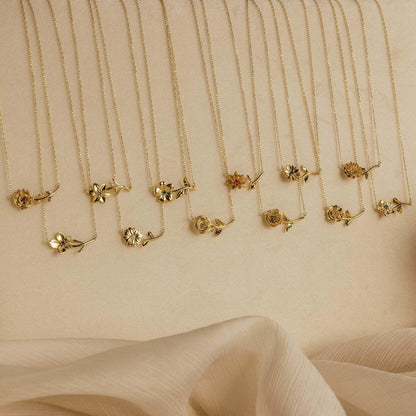 [ElanLuxe]Maribelle Birth Flower Gold Necklace