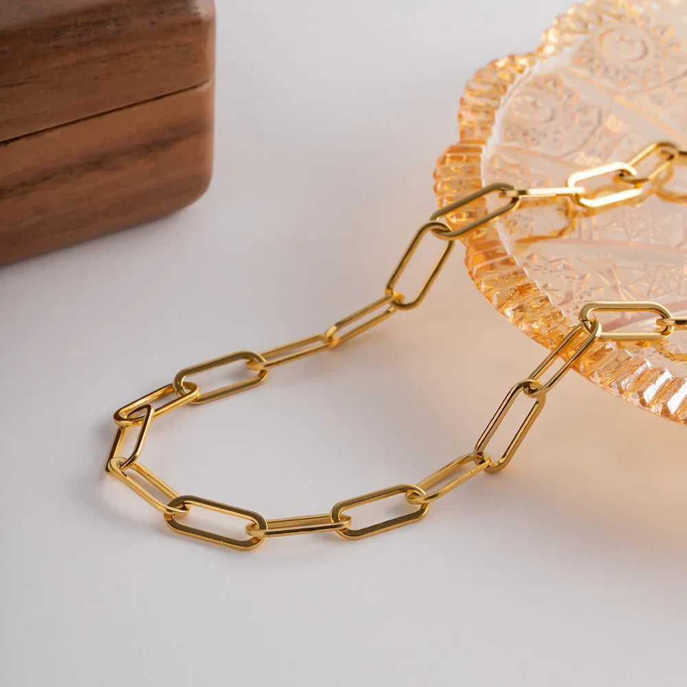 [ElanLuxe]Ria Gold Paperclip Chain Necklace