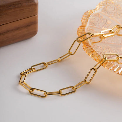 [ElanLuxe]Ria Gold Paperclip Chain Necklace