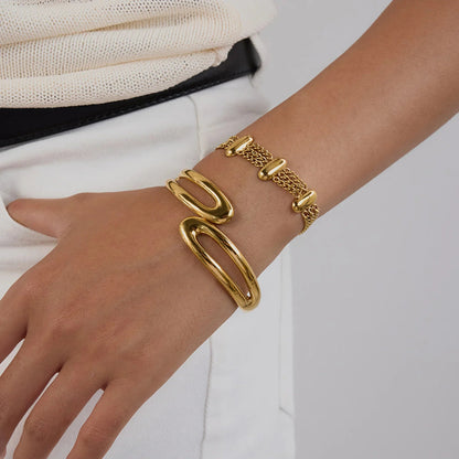 [ElanLuxe]Kathleen Layered Chain Gold Bracelet