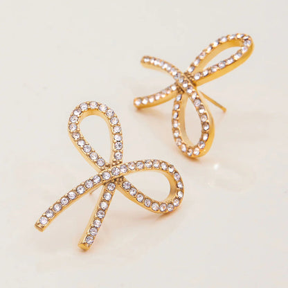 [ElanLuxe]Dannah Diamond Bow Tie Earrings