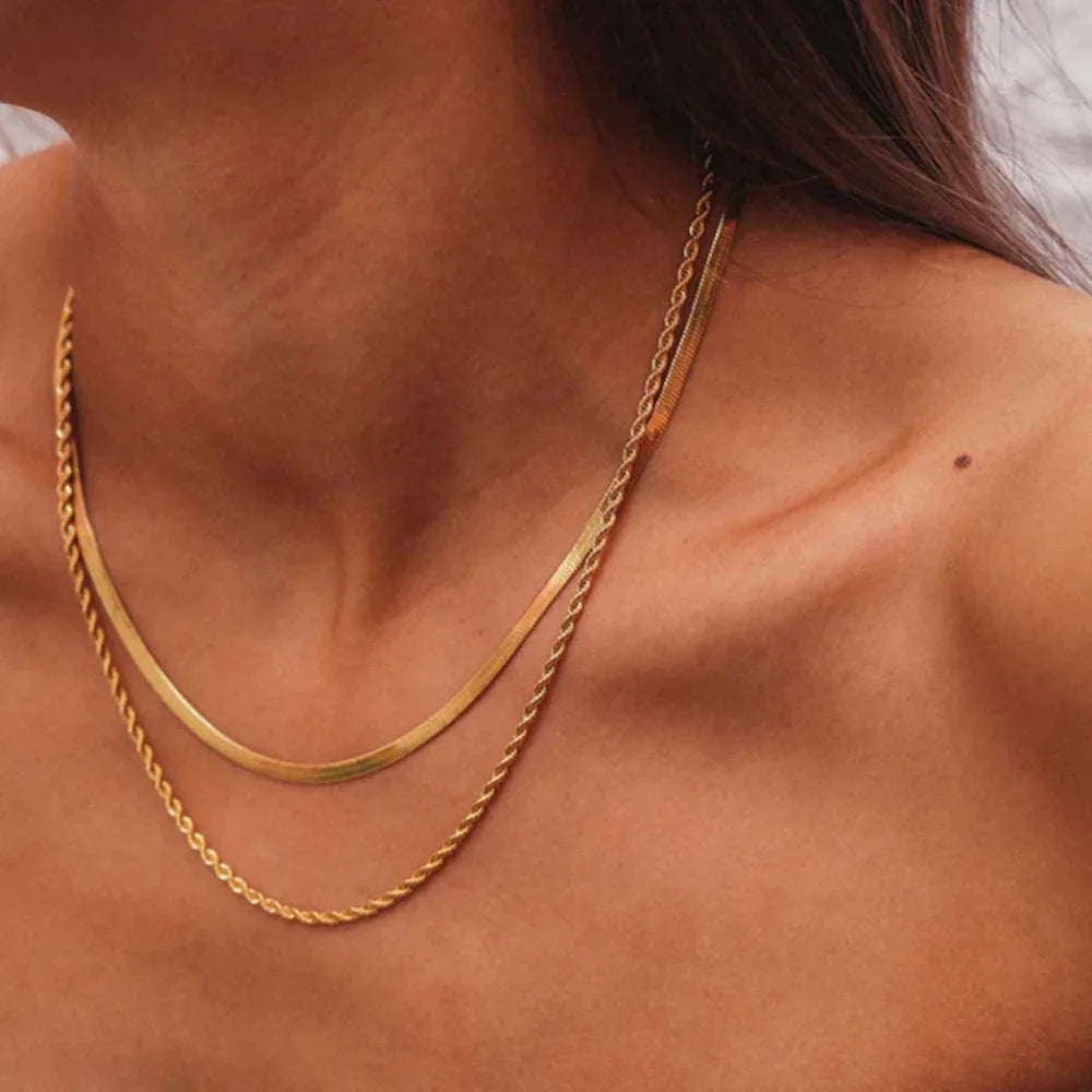 [ElanLuxe]Hailey Layered Gold Chain Necklace