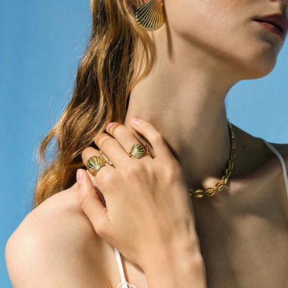 [ElanLuxe]Nicole Seashell Gold Earrings