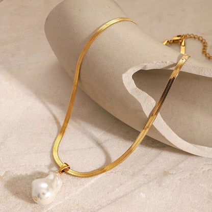 [ElanLuxe]Glorietta Herringbone Pearl Necklace