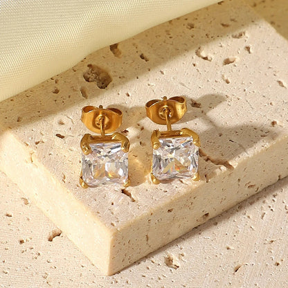 [ElanLuxe]March Solitaire Gold Earrings