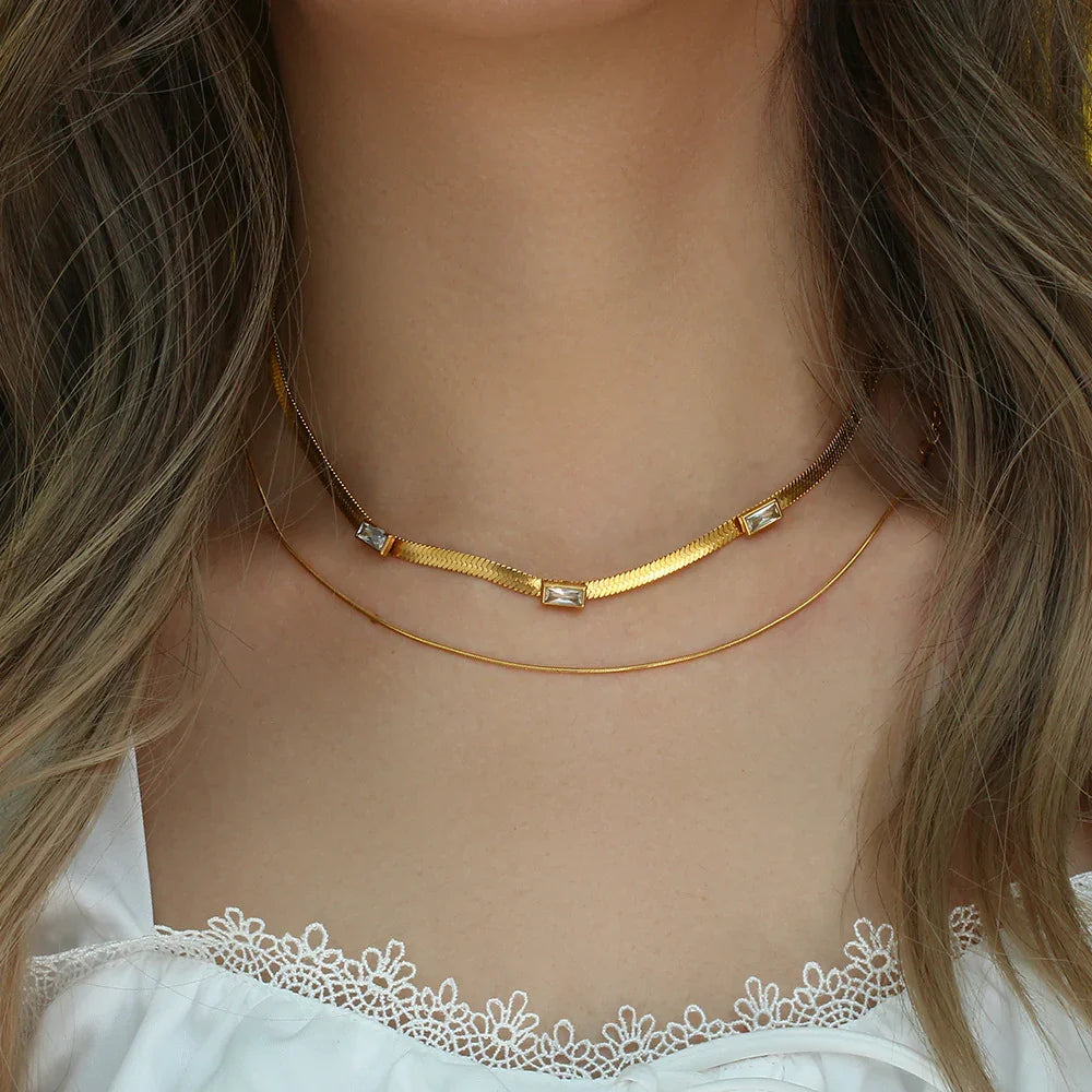 [ElanLuxe]Eve Herringbone Gold Necklace